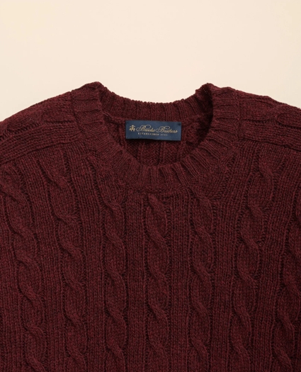 Cable Crewneck Sweater in Shetland Wool, image 2