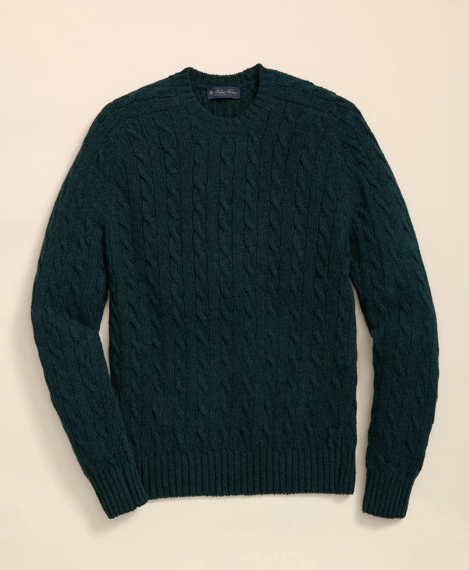 Cable Crewneck Sweater in Shetland Wool, image 1