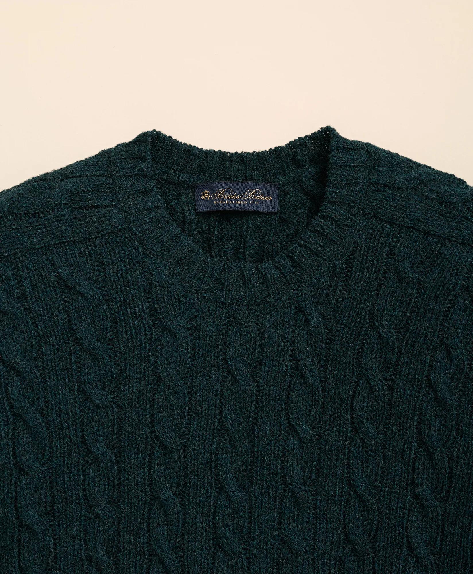 Cable Crewneck Sweater in Shetland Wool, image 2