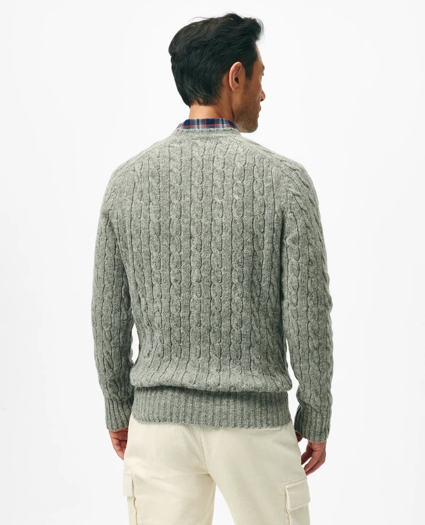 Cable Crewneck Sweater in Shetland Wool, image 3