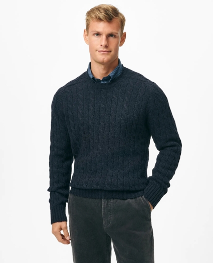 Cable Crewneck Sweater in Shetland Wool, image 1