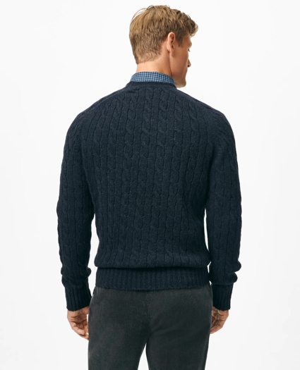 Cable Crewneck Sweater in Shetland Wool, image 2
