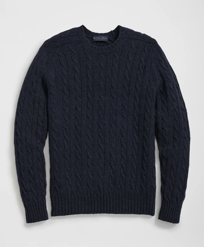 Cable Crewneck Sweater in Shetland Wool, image 3