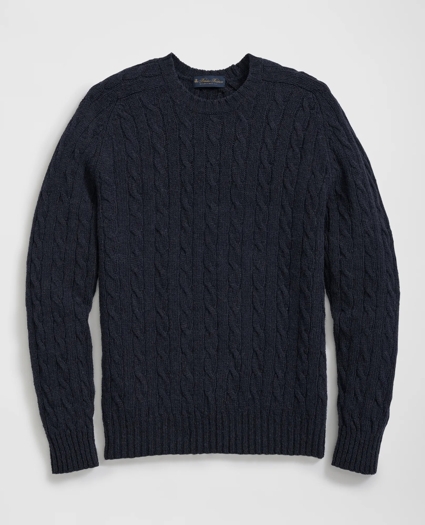 Cable Crewneck Sweater in Shetland Wool, image 3