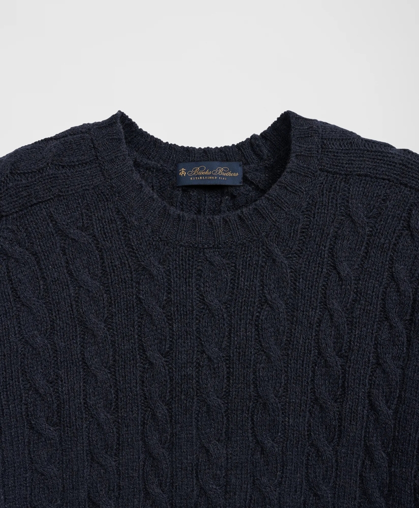 Cable Crewneck Sweater in Shetland Wool, image 4