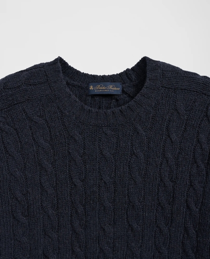 Cable Crewneck Sweater in Shetland Wool, image 4