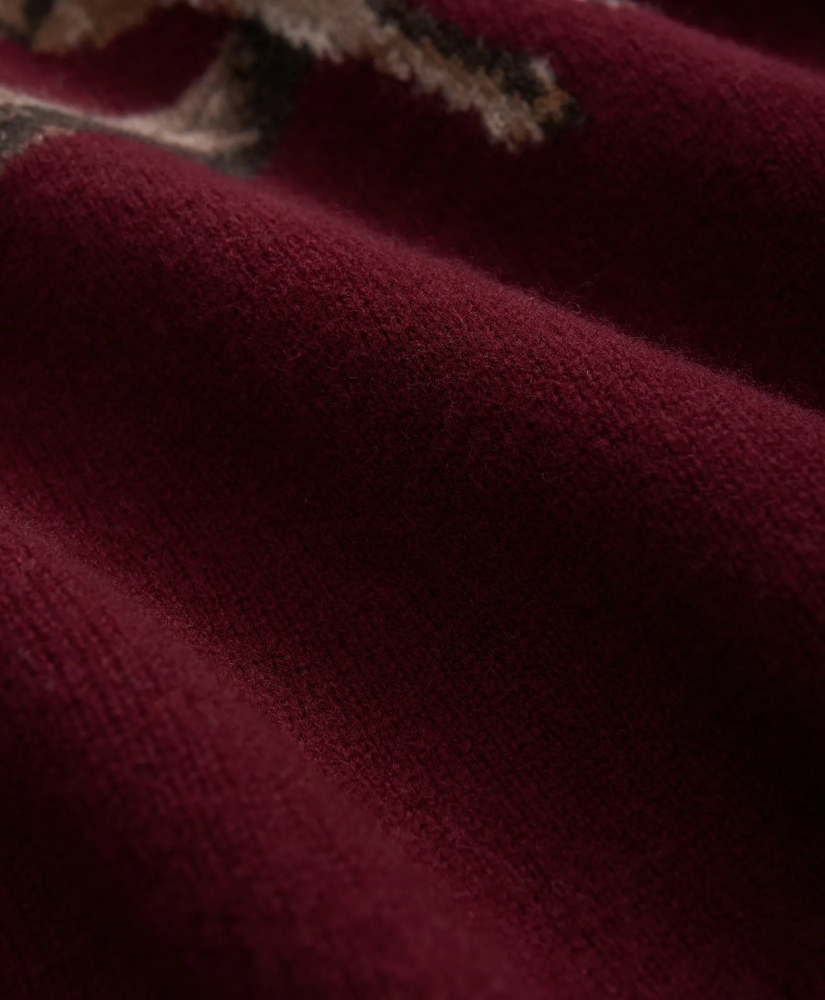 Merino Wool Crewneck Sweater with Deer Intarsia Motif, image 4