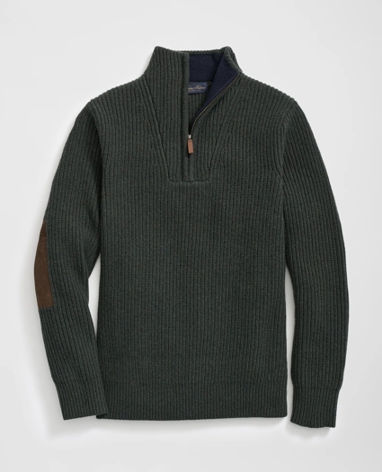 Military Elbow-Patch Half-Zip Sweater in Merino Wool-Cashmere, image 1
