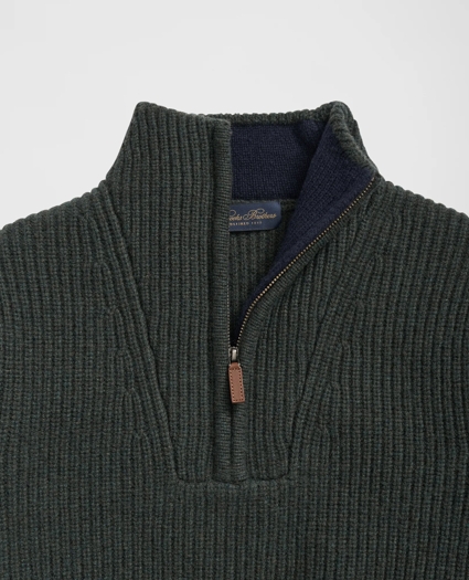 Military Elbow-Patch Half-Zip Sweater in Merino Wool-Cashmere, image 2