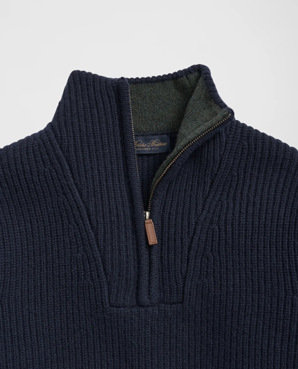 Military Elbow-Patch Half-Zip Sweater in Merino Wool-Cashmere, image 2