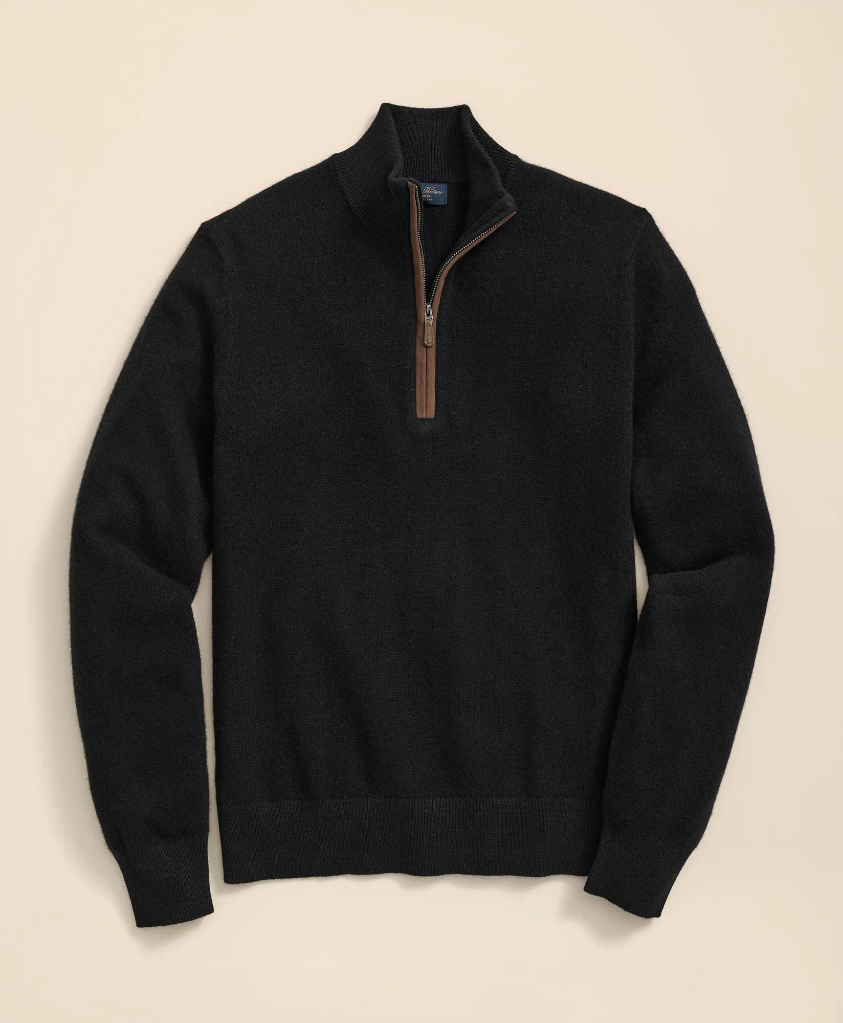 3-Ply Cashmere Quarter-Zip Sweater, image 1