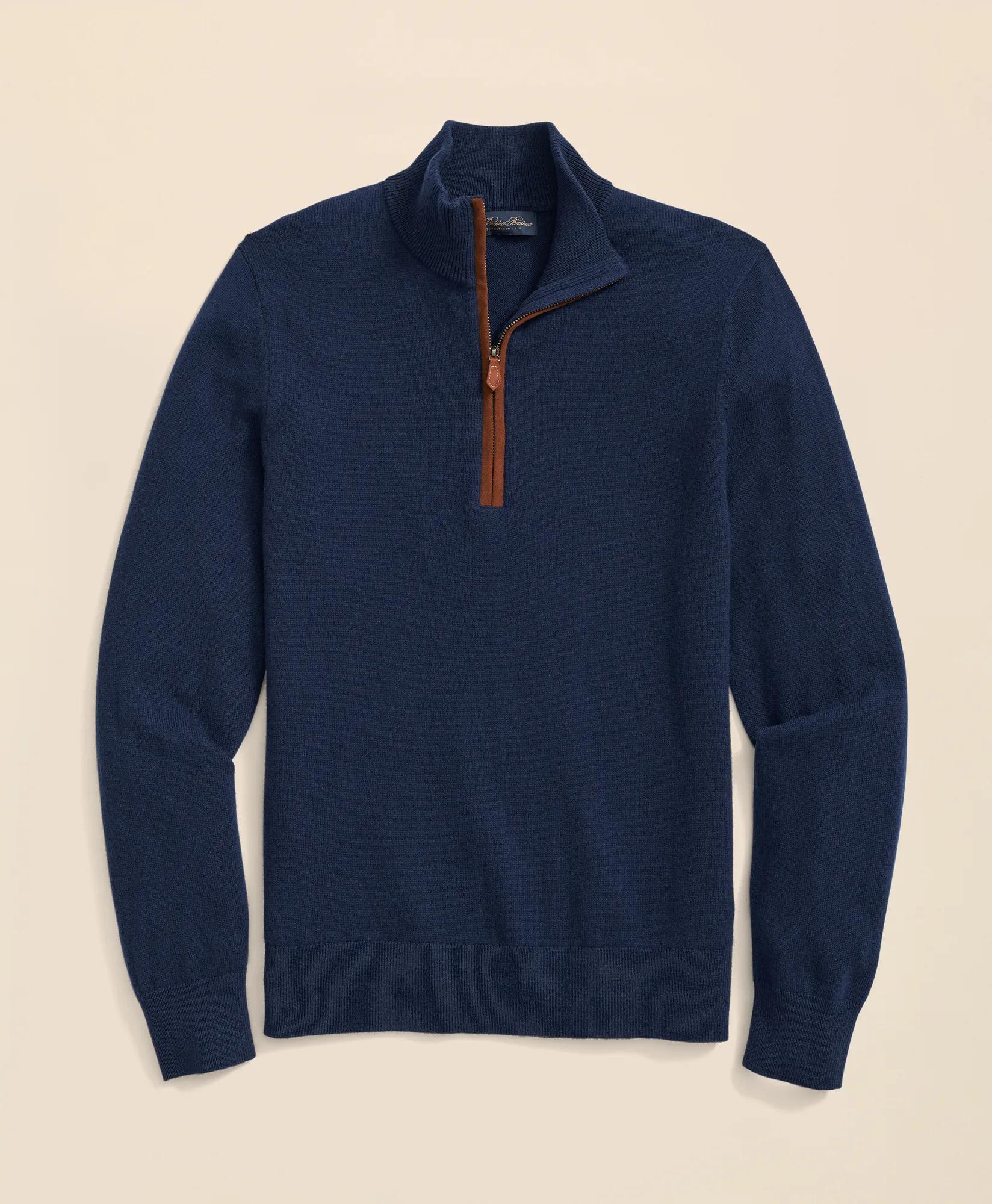 3-Ply Cashmere Quarter-Zip Sweater, image 1