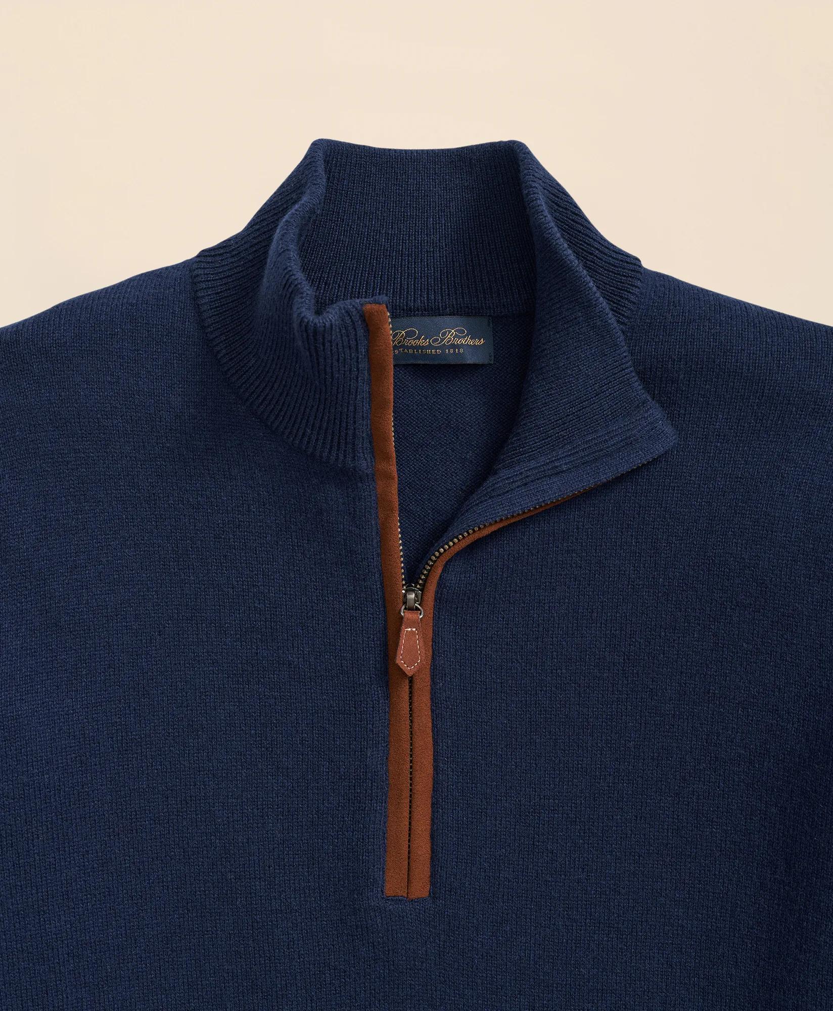 3-Ply Cashmere Quarter-Zip Sweater, image 2