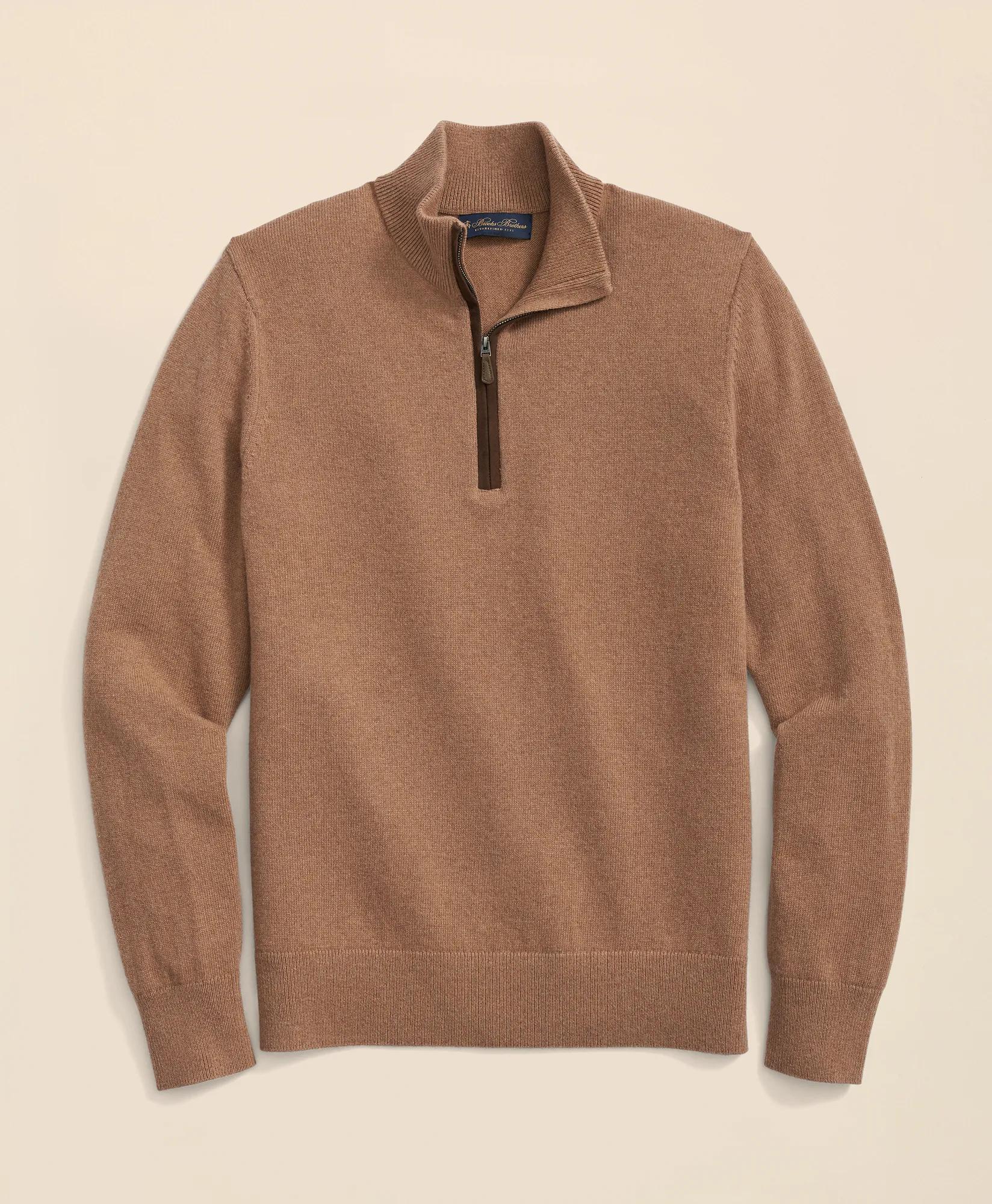 3-Ply Cashmere Quarter-Zip Sweater, image 1