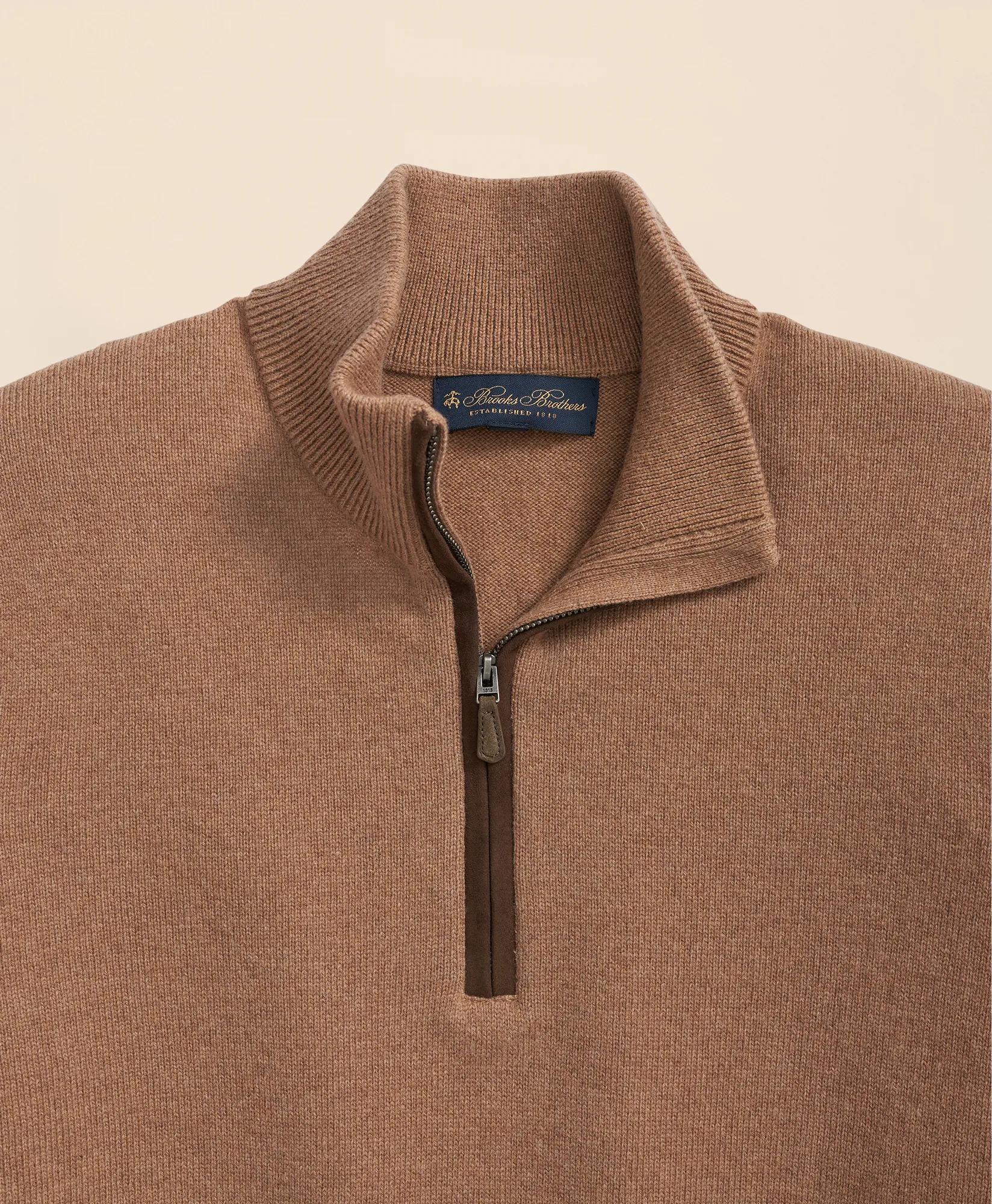 3-Ply Cashmere Quarter-Zip Sweater, image 2