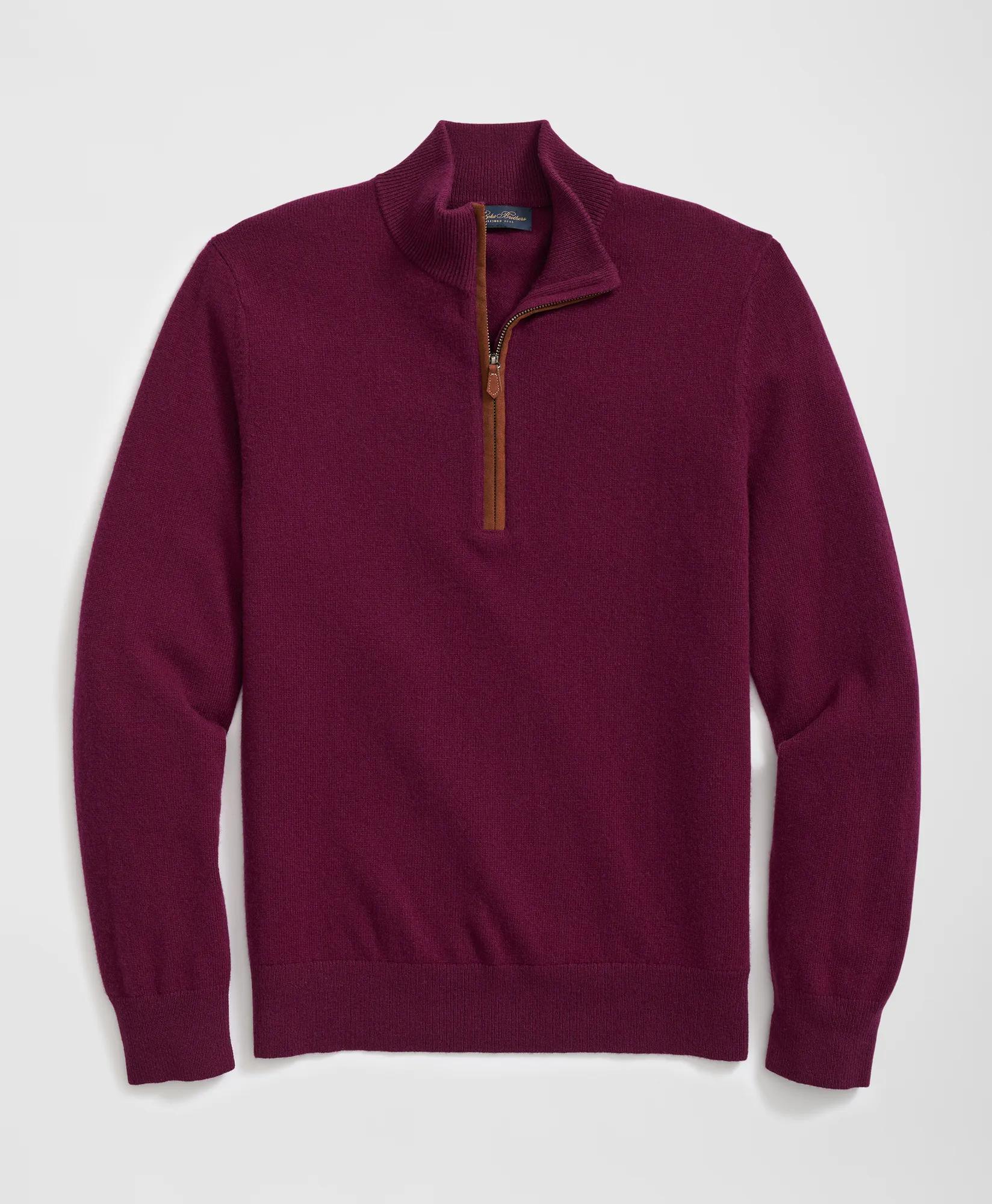 3-Ply Cashmere Quarter-Zip Sweater, image 1