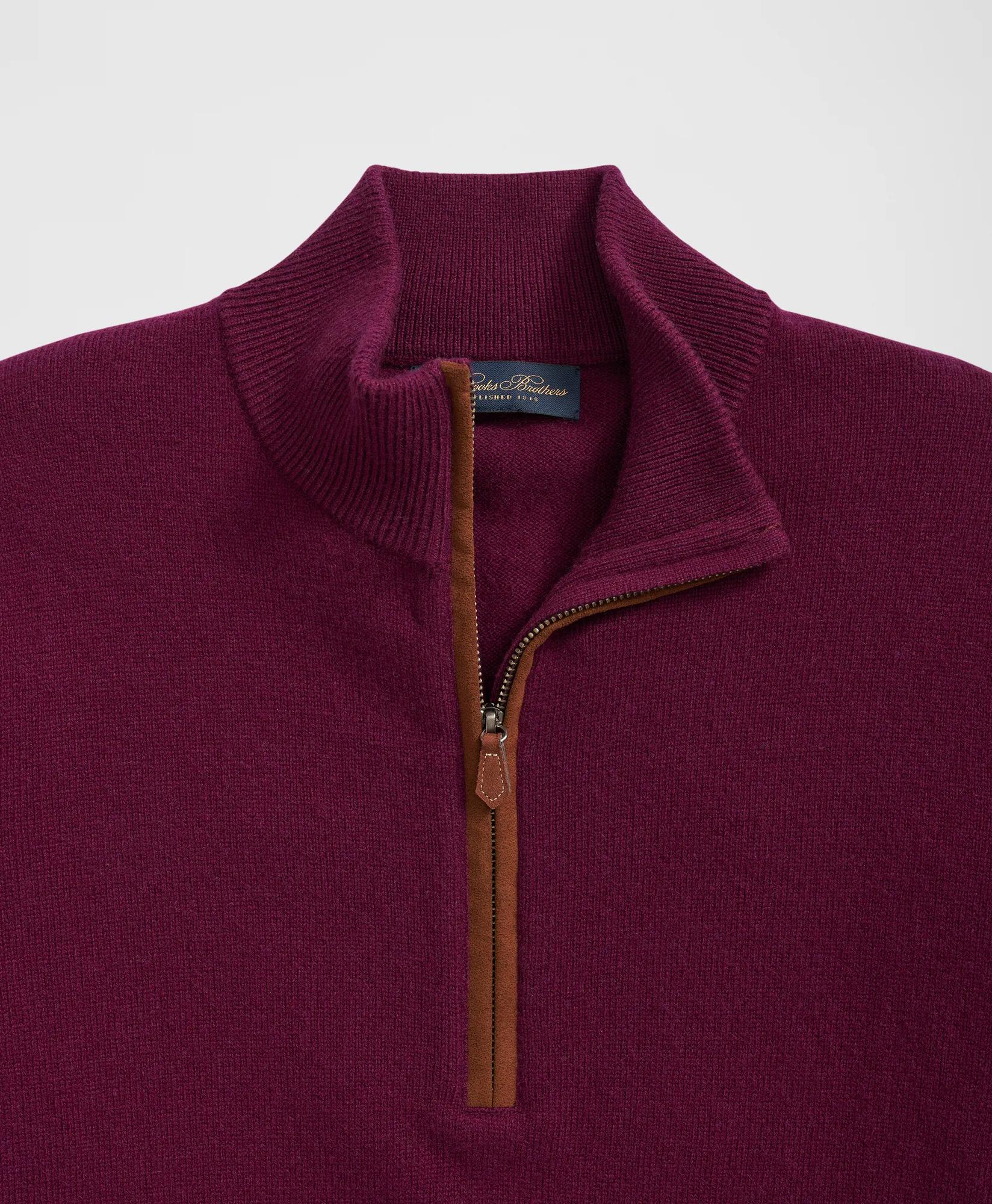 3-Ply Cashmere Quarter-Zip Sweater, image 2