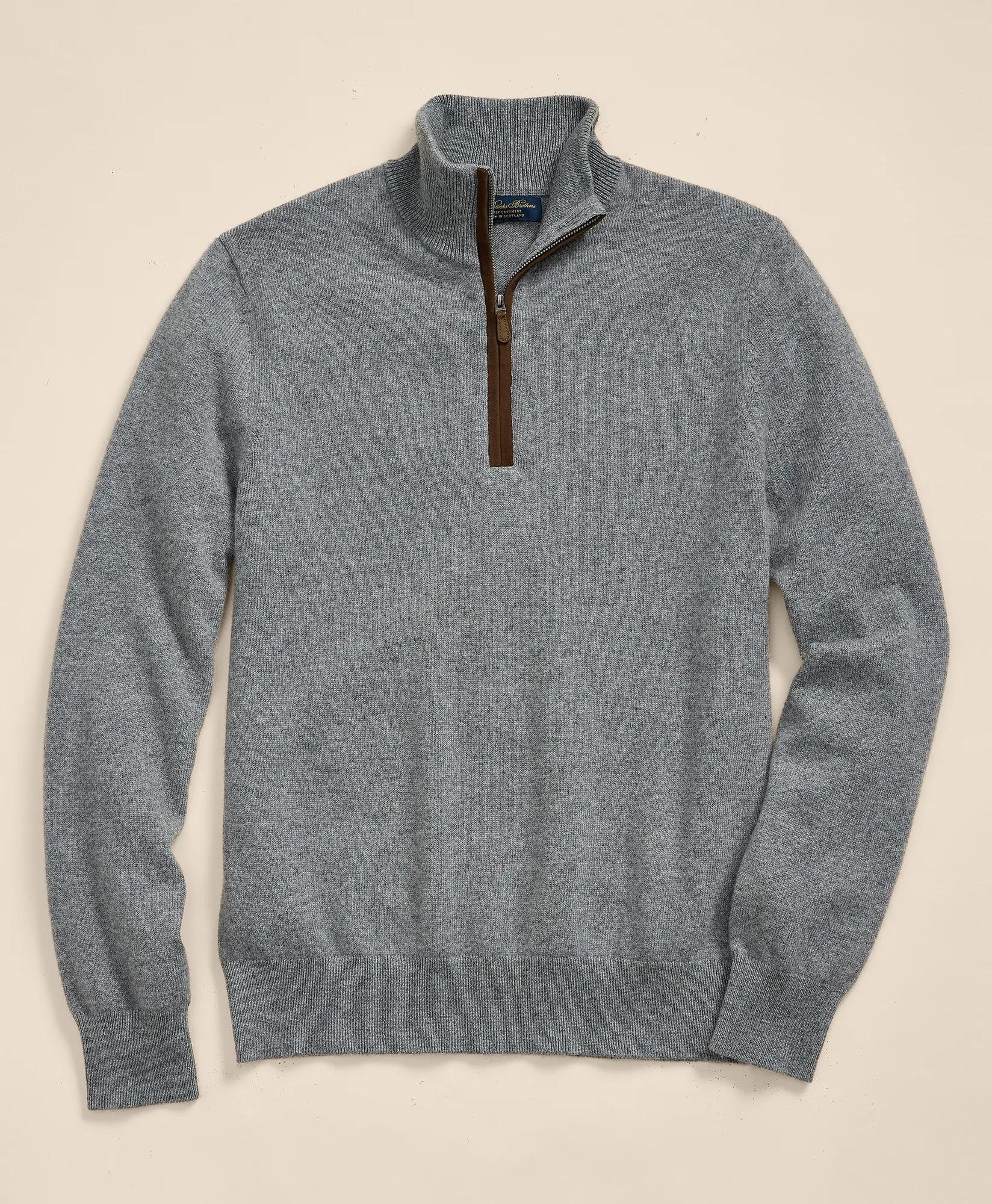 3-Ply Cashmere Quarter-Zip Sweater, image 1