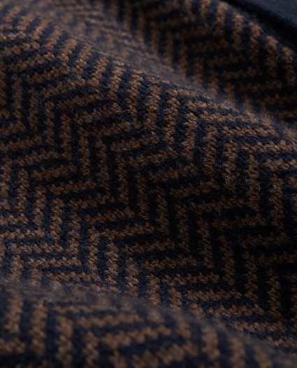 Merino Wool V-Neck Cardigan with Herringbone Jacquard Motif, image 3