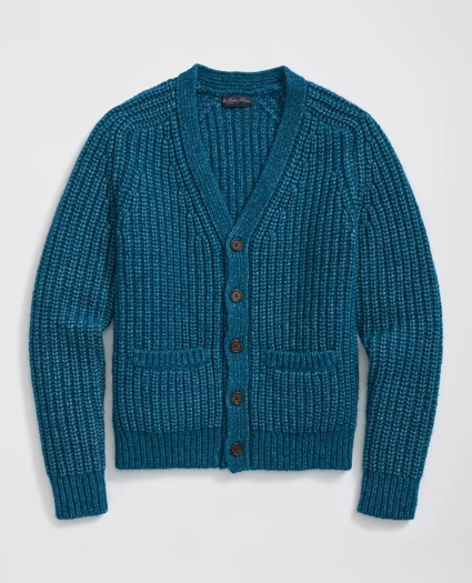 Alpaca-Wool Blend V-Neck Cardigan in English Rib, image 1