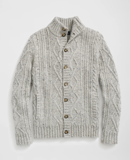 Aran Knit Cardigan in Donegal Merino Wool, image 1