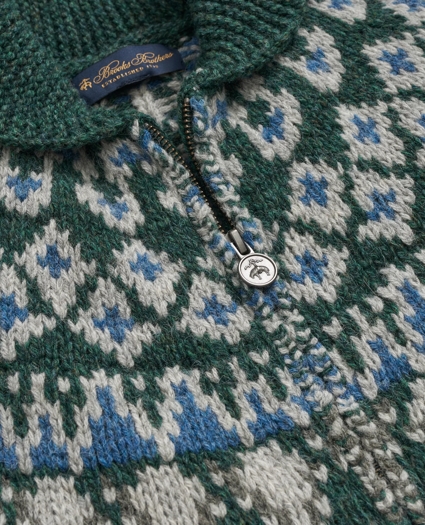 Wool Full-Zip Cardigan with Fair Isle Motif, image 2