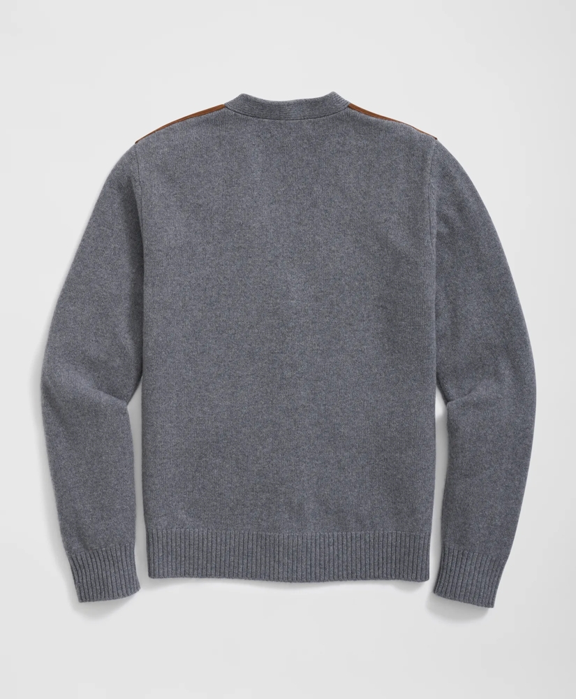 V-Neck Cardigan with Suede Panels in Wool-Cashmere Blend, image 6