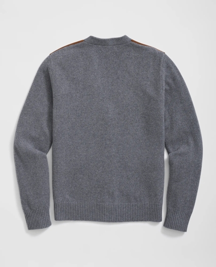 V-Neck Cardigan with Suede Panels in Wool-Cashmere Blend, image 6