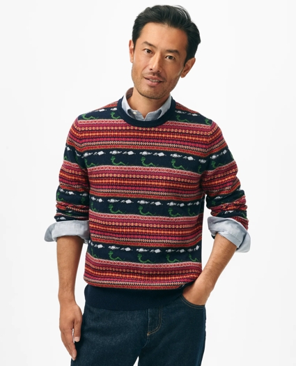 Men's Lunar New Year Wool-Blend Fair Isle Snake Motif Sweater, image 1