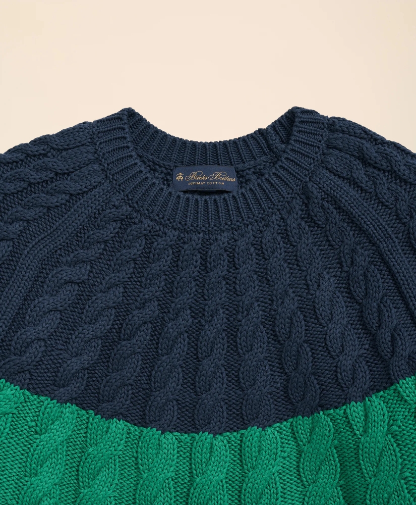 Supima<sup>®</sup> Cotton Cable Contrast-Yoke Sweater