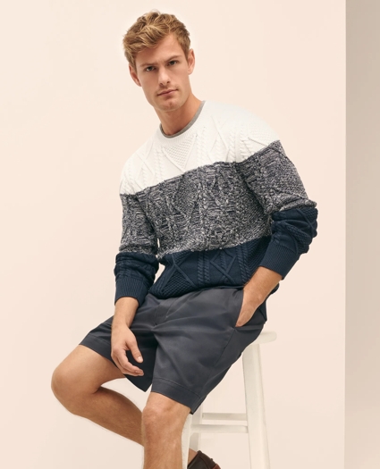 Supima® Cotton Cable Colorblock Sweater, image 1