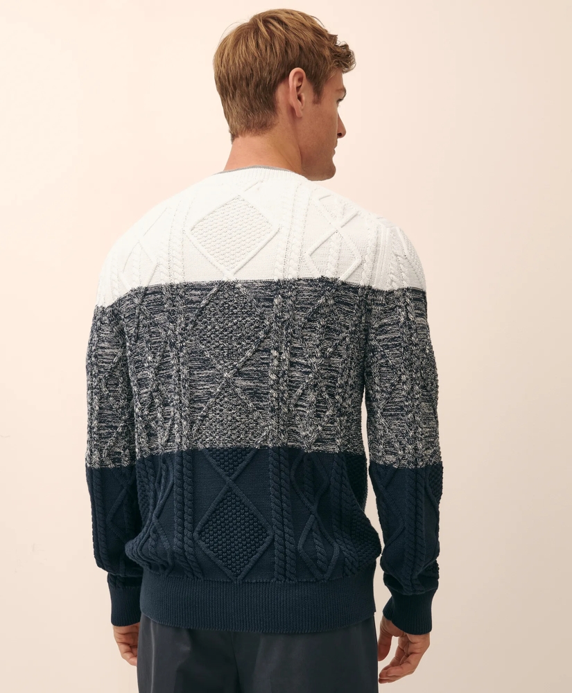 Supima® Cotton Cable Colorblock Sweater, image 3