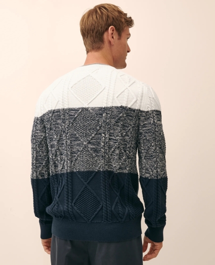 Supima® Cotton Cable Colorblock Sweater, image 3