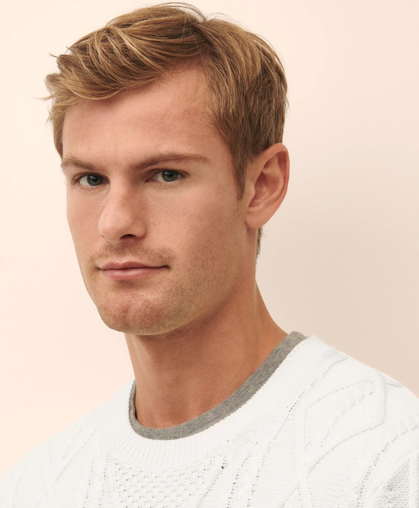 Supima® Cotton Cable Colorblock Sweater, image 4