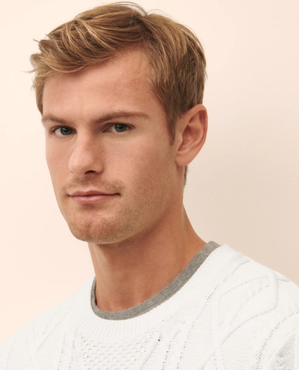 Supima® Cotton Cable Colorblock Sweater, image 4