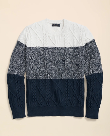 Supima® Cotton Cable Colorblock Sweater, image 5