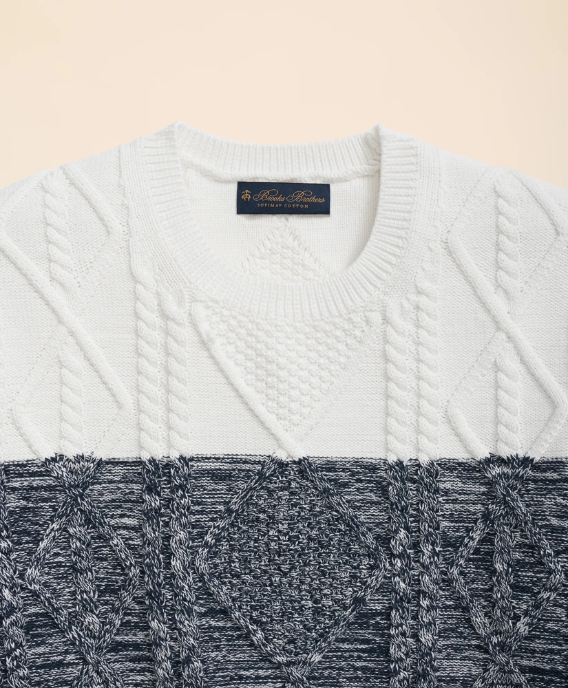 Supima® Cotton Cable Colorblock Sweater, image 6