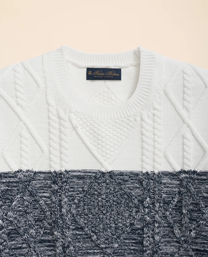 Supima® Cotton Cable Colorblock Sweater, image 6