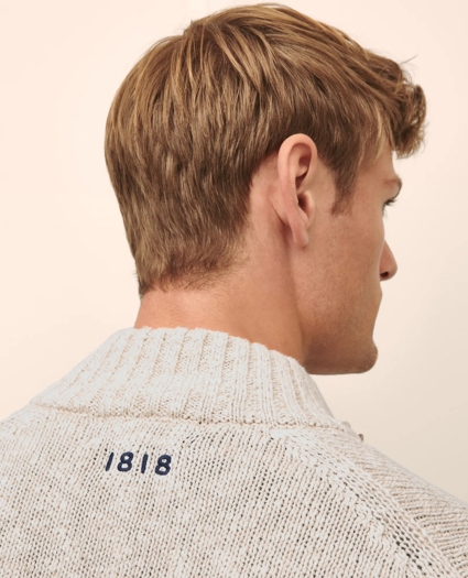 Cotton-Linen Mariner Stripe Mock Neck Cardigan, image 5