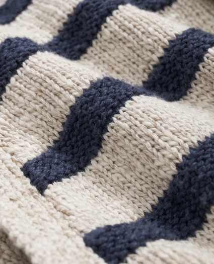 Cotton-Linen Mariner Stripe Mock Neck Cardigan, image 9
