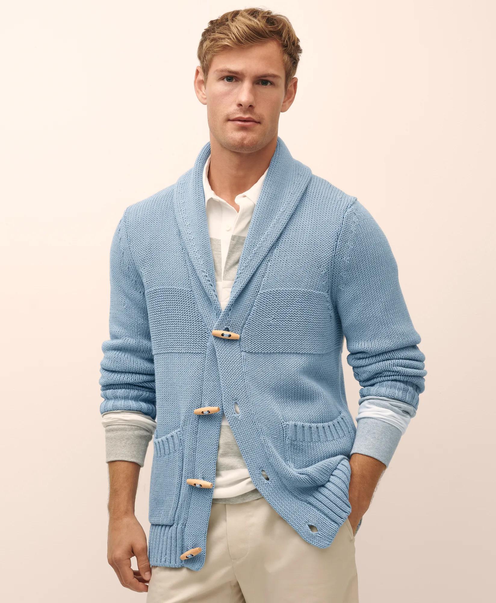 Cotton Shawl Collar Toggle Cardigan