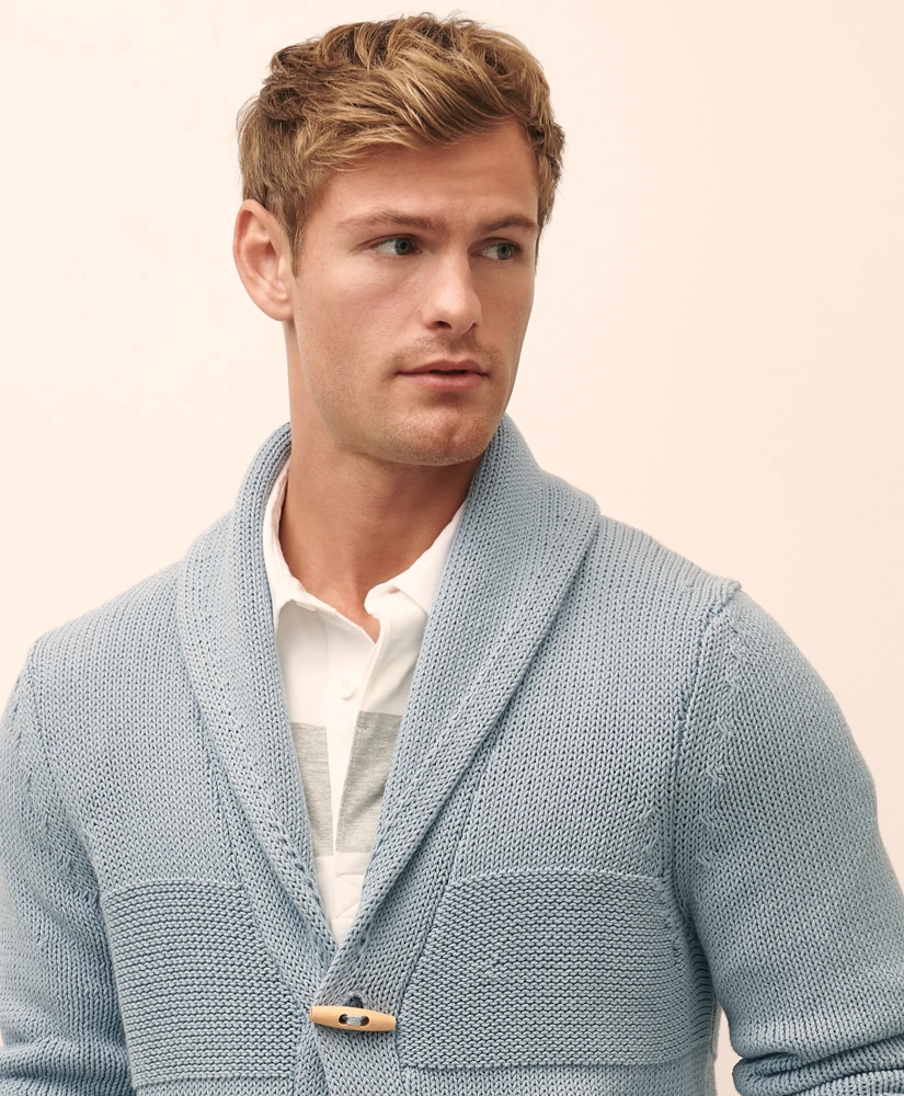 Cotton Shawl Collar Toggle Cardigan, image 3