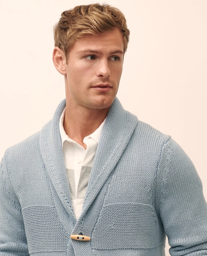 Cotton Shawl Collar Toggle Cardigan, image 3