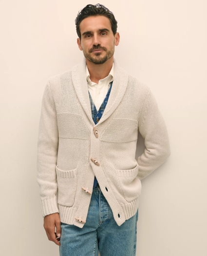 Cotton Shawl Collar Toggle Cardigan, image 2