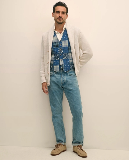 Cotton Shawl Collar Toggle Cardigan, image 3