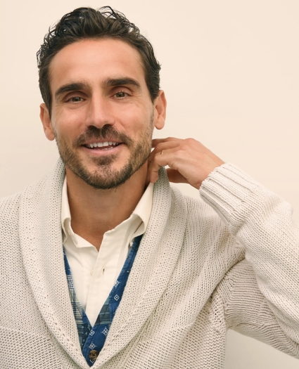 Cotton Shawl Collar Toggle Cardigan, image 5