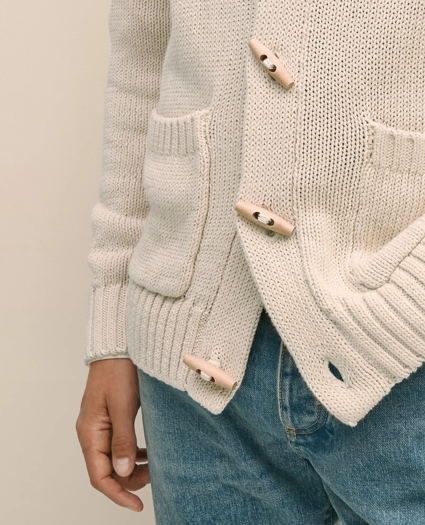 Cotton Shawl Collar Toggle Cardigan, image 6
