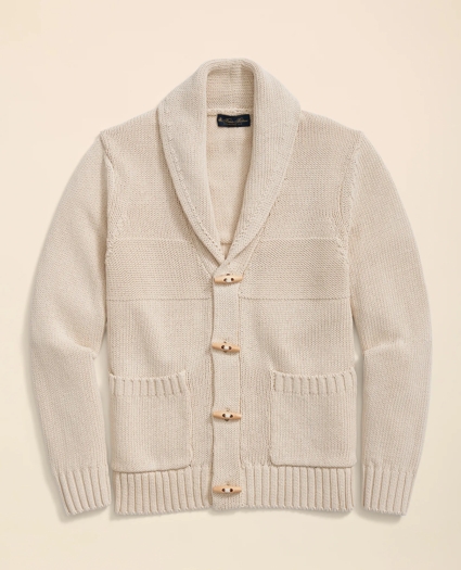 Cotton Shawl Collar Toggle Cardigan, image 7