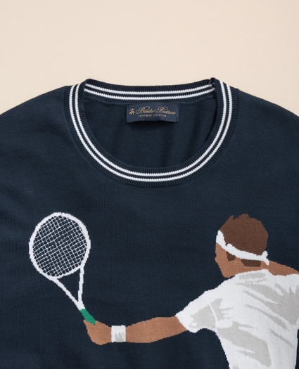 Tennis Motif Sweater in Supima® Cotton, image 2