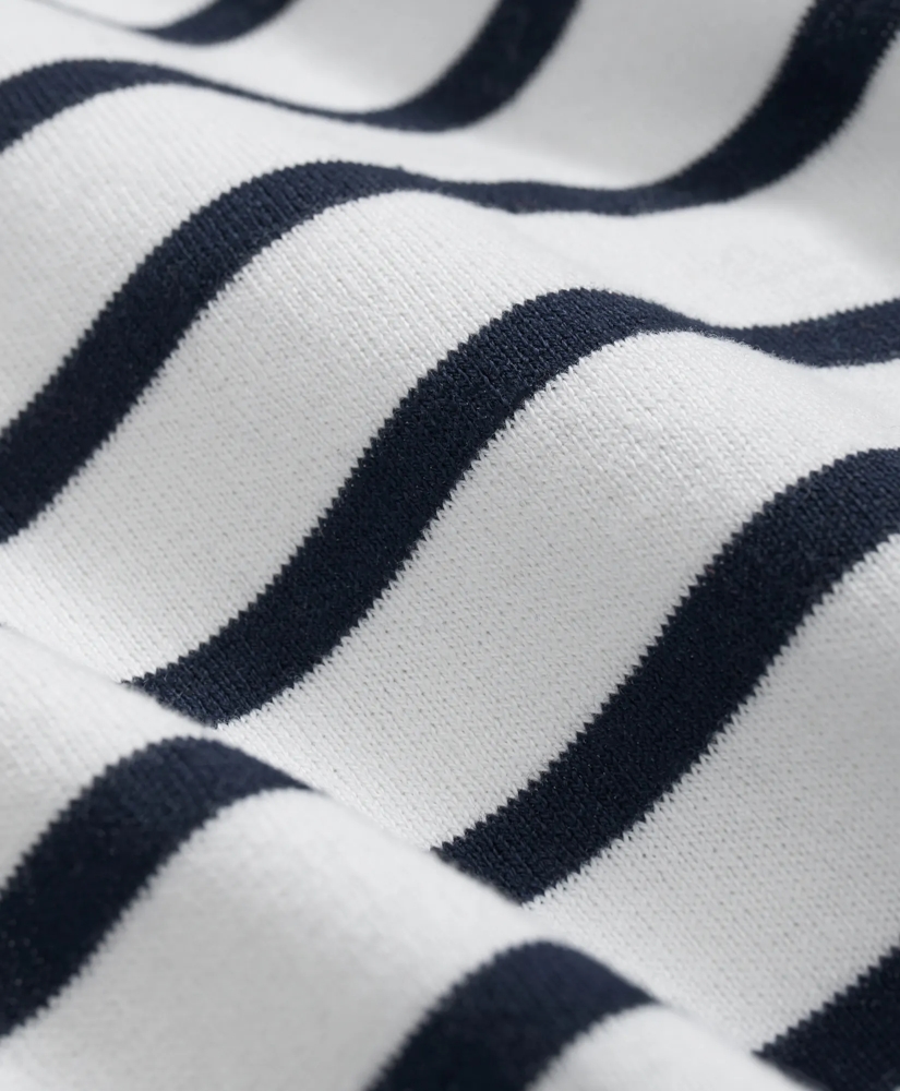 Pima Cotton Johnny Collar Mariner Stripe Sweater, image 3